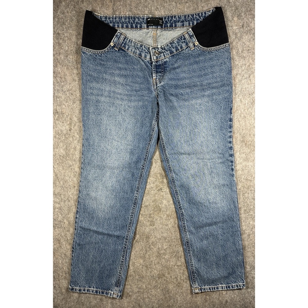 ASOS Design Maternity Jeans Womens US 8 UK 12 Blue Side Panel Straight Leg